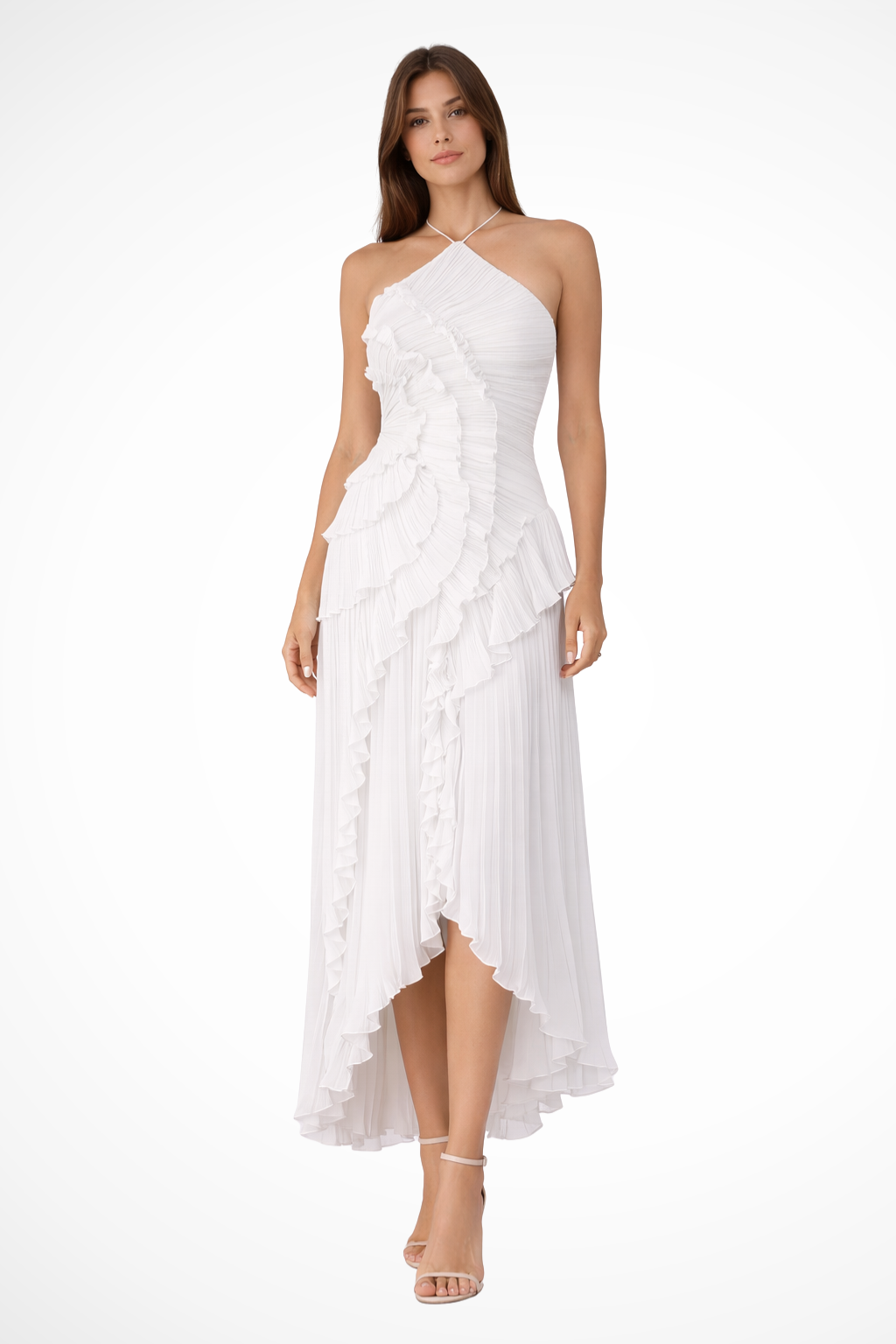 Maxi Dress | Layered Ruffle Halter with Asymmetric Hem for Women 2