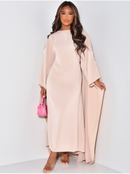 Maxi Dress | Long Sleeve Floral Cape Dress with Flowing Silhouette 0
