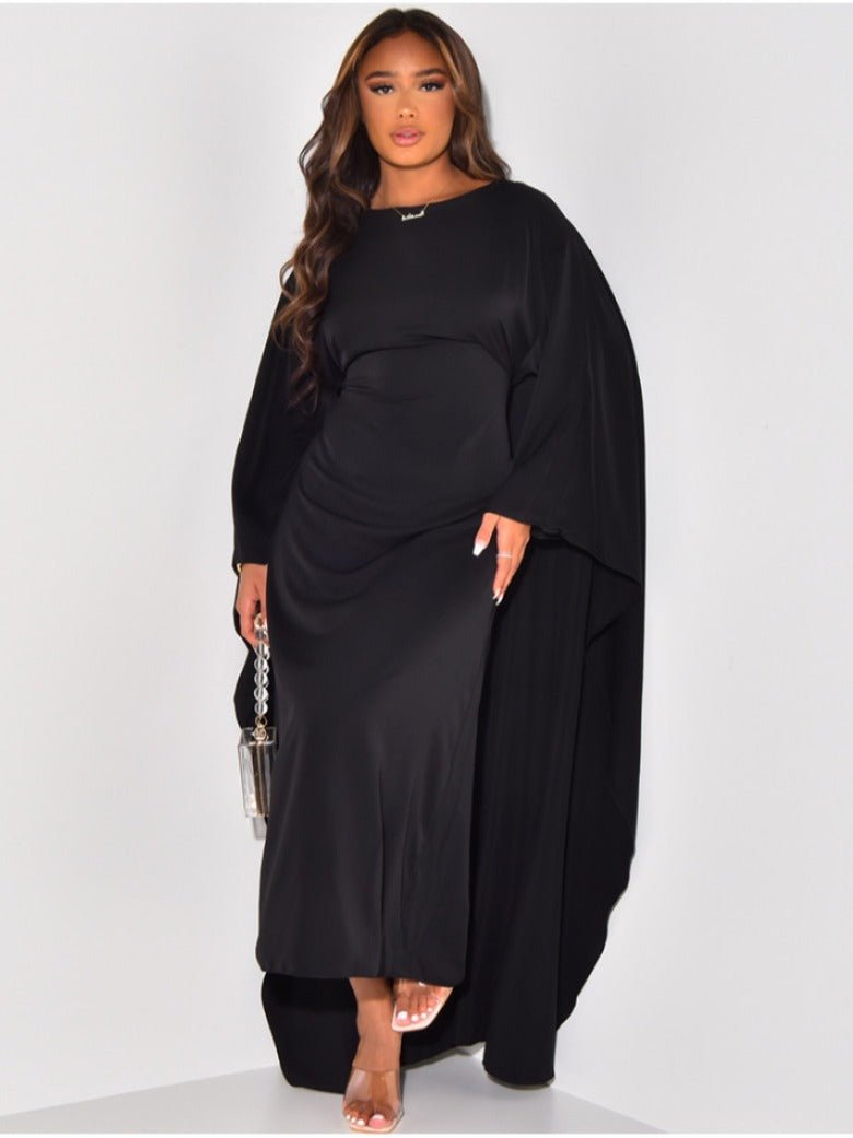 Maxi Dress | Long Sleeve Floral Cape Dress with Flowing Silhouette 1