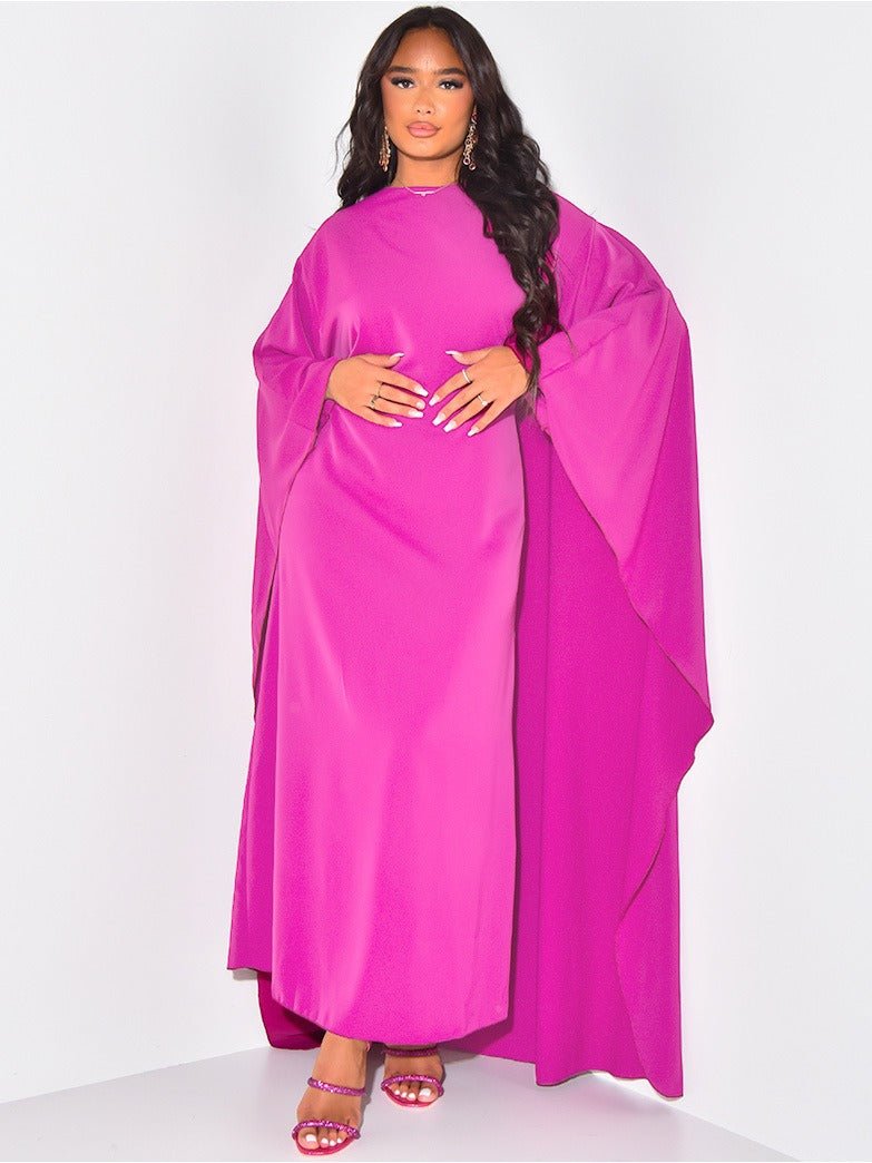 Maxi Dress | Long Sleeve Floral Cape Dress with Flowing Silhouette 4