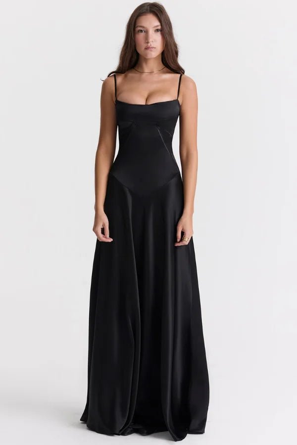 Maxi Dress | Silky Satin Corset with Lace-Up Back for Elegant Fit 0