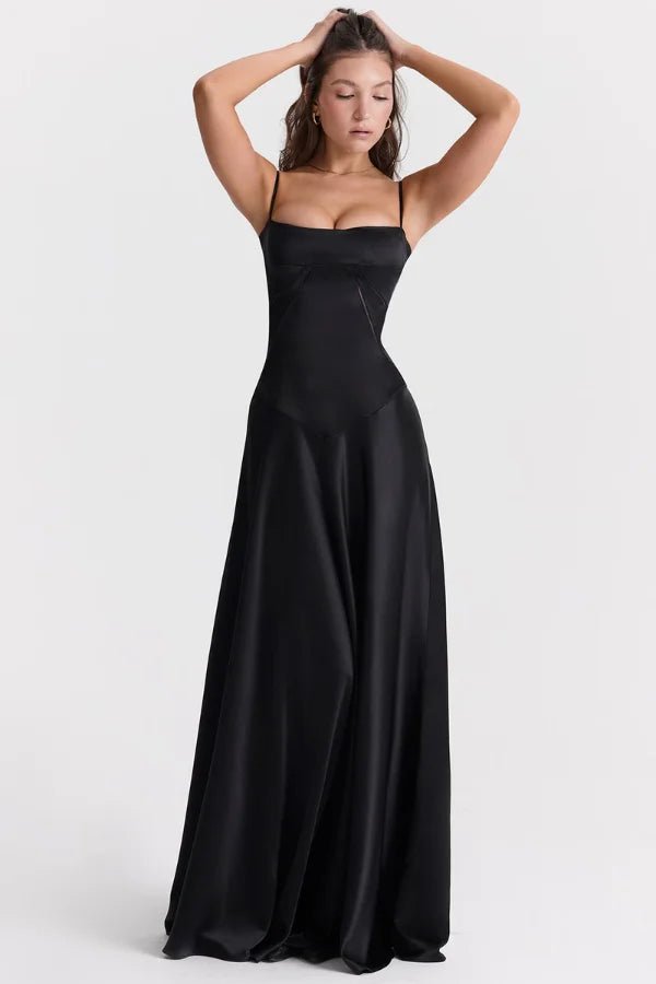 Maxi Dress | Silky Satin Corset with Lace-Up Back for Elegant Fit 1