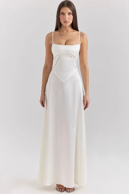 Maxi Dress | Silky Satin Corset with Lace-Up Back for Elegant Fit 10