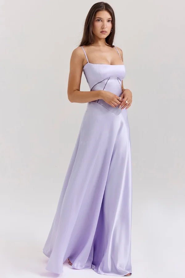 Maxi Dress | Silky Satin Corset with Lace-Up Back for Elegant Fit 11