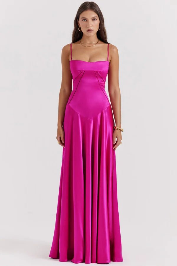 Maxi Dress | Silky Satin Corset with Lace-Up Back for Elegant Fit 12