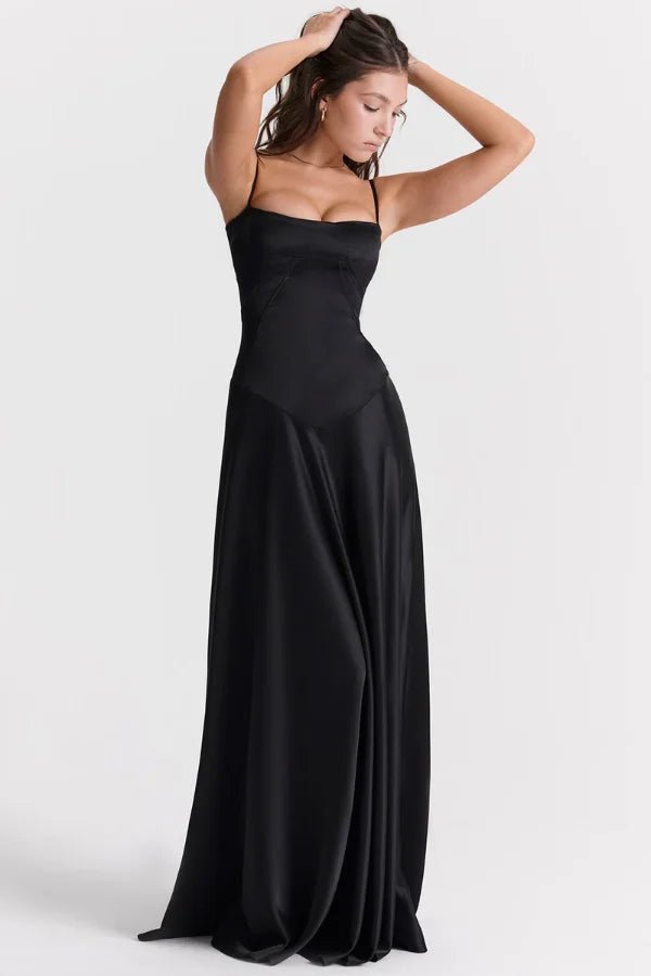 Maxi Dress | Silky Satin Corset with Lace-Up Back for Elegant Fit 2