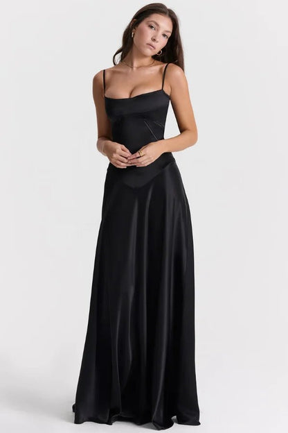 Maxi Dress | Silky Satin Corset with Lace-Up Back for Elegant Fit 3