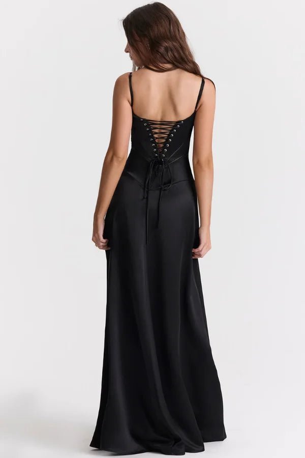 Maxi Dress | Silky Satin Corset with Lace-Up Back for Elegant Fit 7
