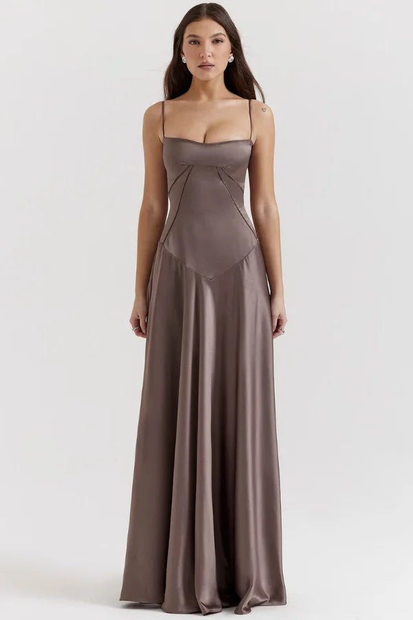 Maxi Dress | Silky Satin Corset with Lace-Up Back for Elegant Fit 9