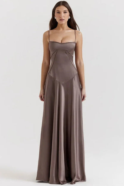 Maxi Dress | Silky Satin Corset with Lace-Up Back for Elegant Fit 9