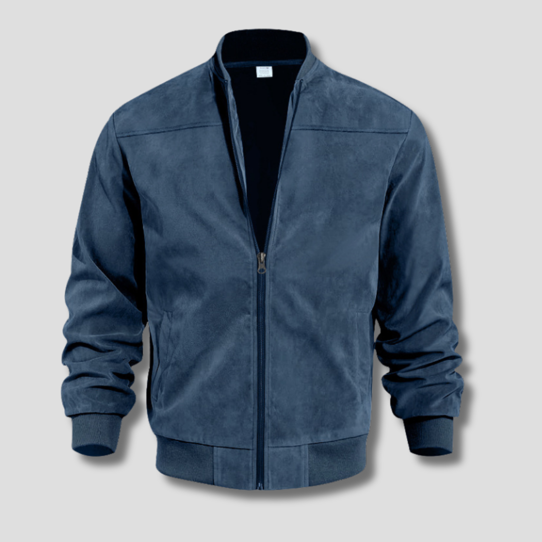 Men's Bomber Jacket | Lightweight Suede with Ribbed Detailing 0