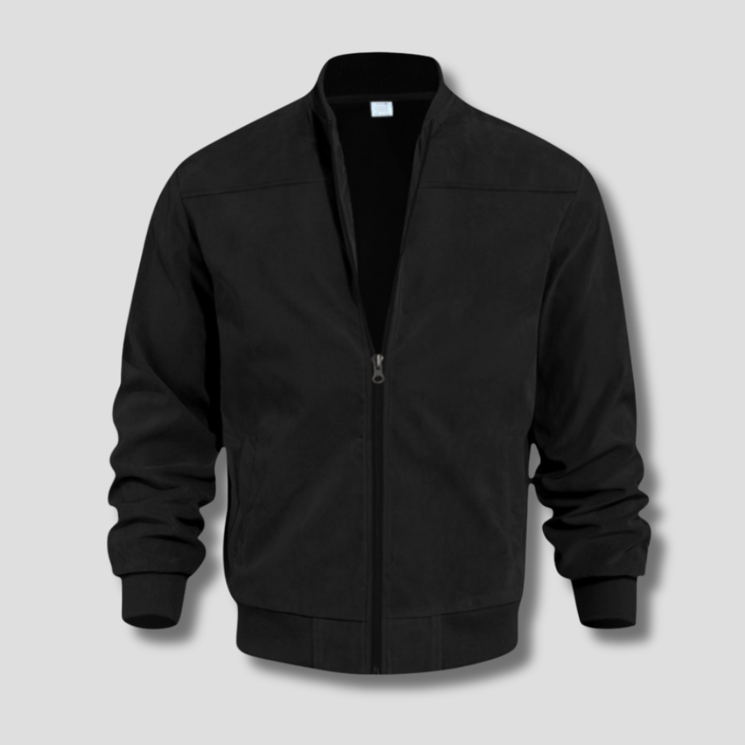 Men's Bomber Jacket | Lightweight Suede with Ribbed Detailing 11