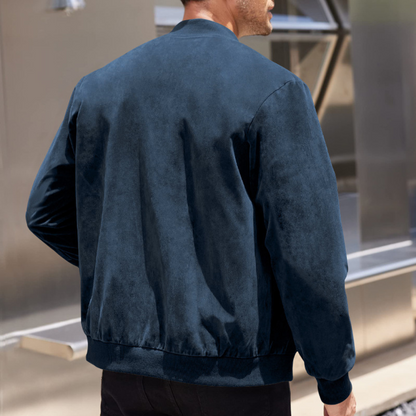 Men's Bomber Jacket | Lightweight Suede with Ribbed Detailing 4