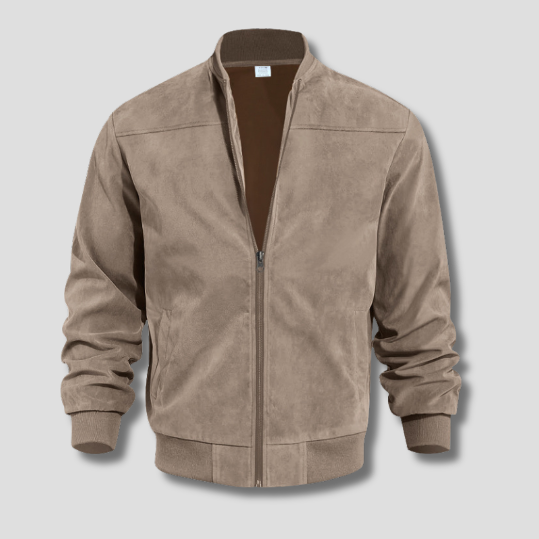 Men's Bomber Jacket | Lightweight Suede with Ribbed Detailing 6