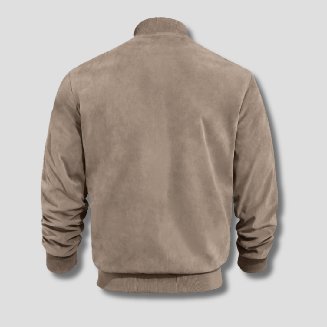 Men's Bomber Jacket | Lightweight Suede with Ribbed Detailing 7