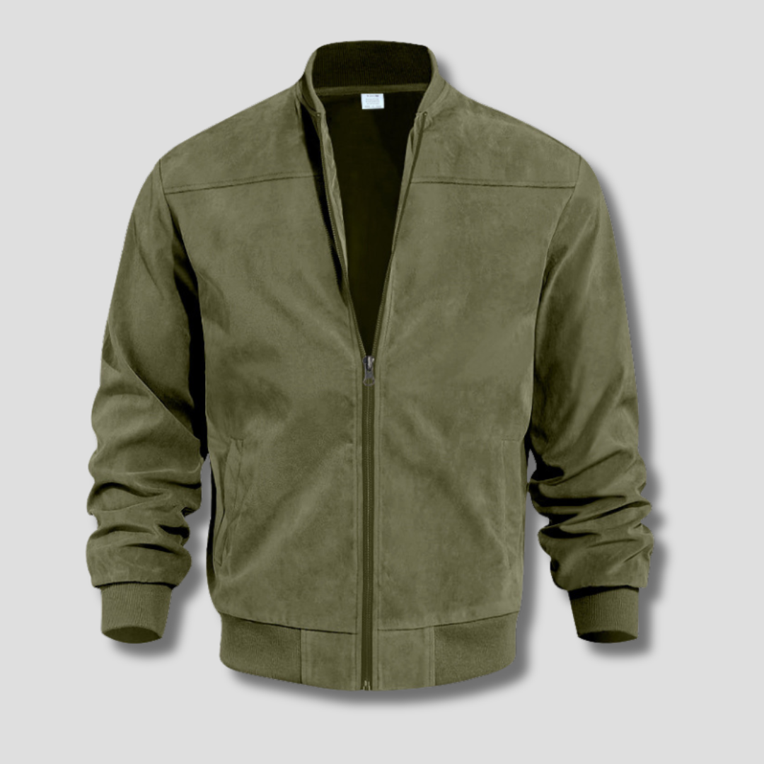 Men's Bomber Jacket | Lightweight Suede with Ribbed Detailing 9