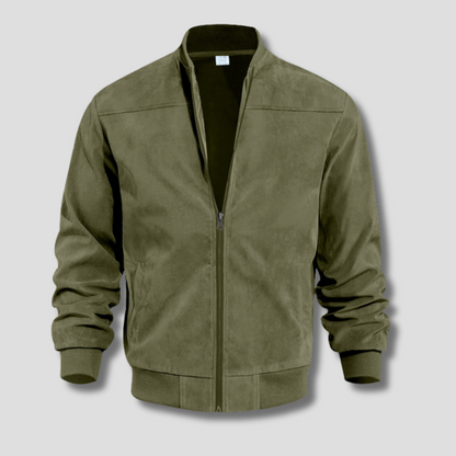 Men's Bomber Jacket | Lightweight Suede with Ribbed Detailing 9
