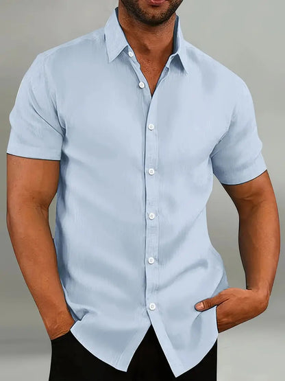 Men's Shirt | Tailored Slim Fit Short Sleeve with Classic Button Placket 0