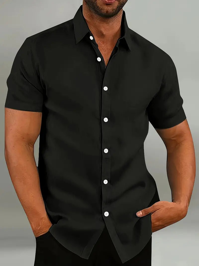 Men's Shirt | Tailored Slim Fit Short Sleeve with Classic Button Placket 2