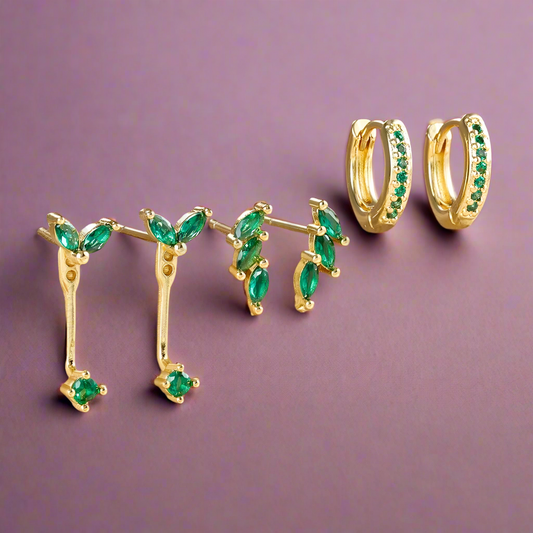 Mia Earring Set | Dainty 18K Gold Brass Vermeil with 3 Pairs 0
