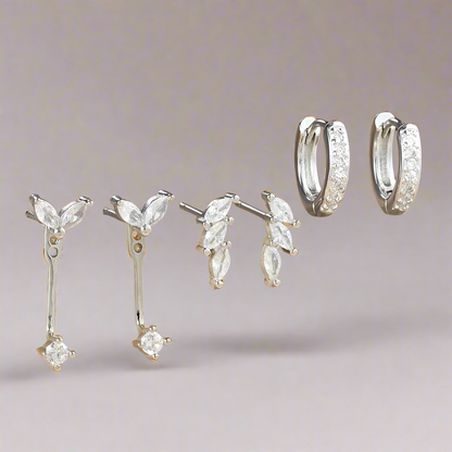 Mia Earring Set | Dainty 18K Gold Brass Vermeil with 3 Pairs 3