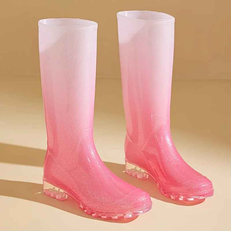 Mid-Calf Rain Boots | Stylish Waterproof Gradient Design for Women 3