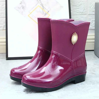 Mid-Tube Rain Boots | Waterproof PVC with Fleece Lining 0