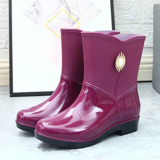 Mid-Tube Rain Boots | Waterproof PVC with Fleece Lining 0