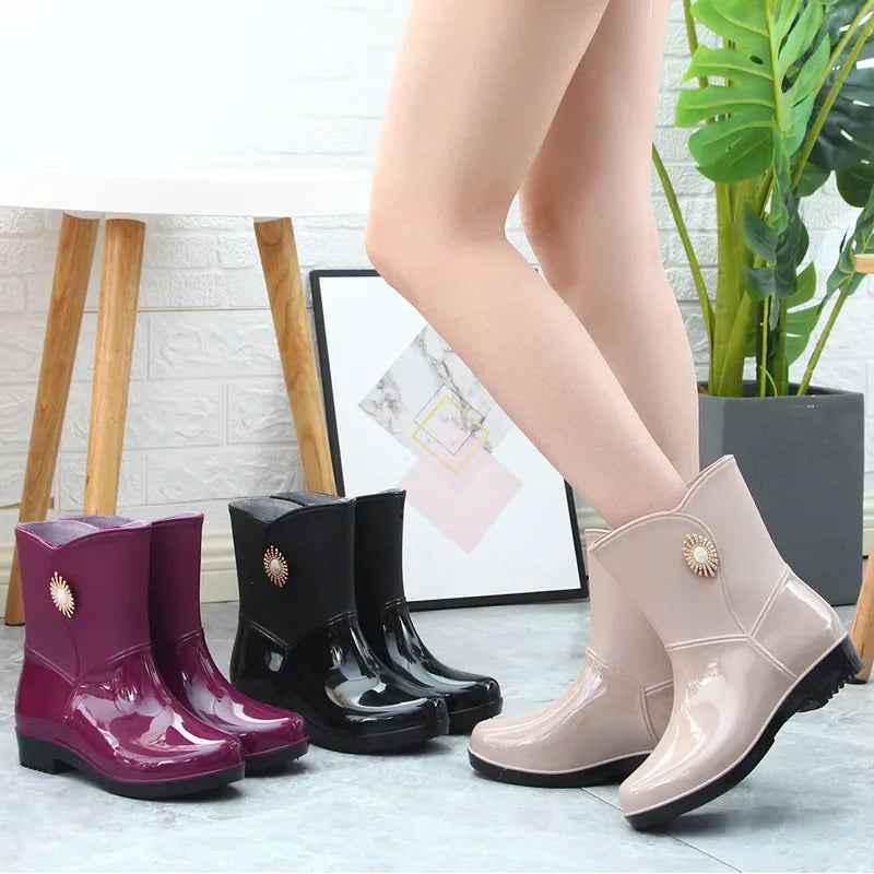 Mid-Tube Rain Boots | Waterproof PVC with Fleece Lining 1