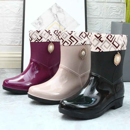 Mid-Tube Rain Boots | Waterproof PVC with Fleece Lining 2