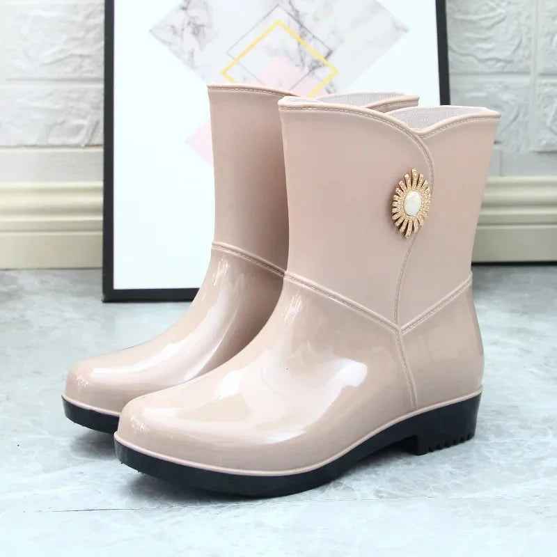 Mid-Tube Rain Boots | Waterproof PVC with Fleece Lining 5