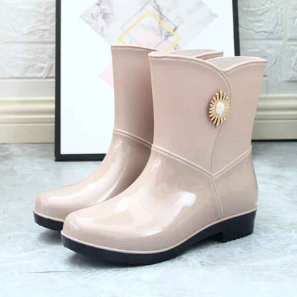 Mid-Tube Rain Boots | Waterproof PVC with Fleece Lining 5