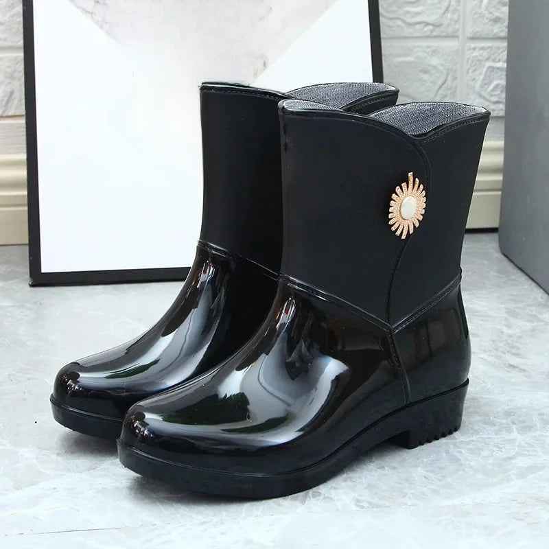 Mid-Tube Rain Boots | Waterproof PVC with Fleece Lining 6