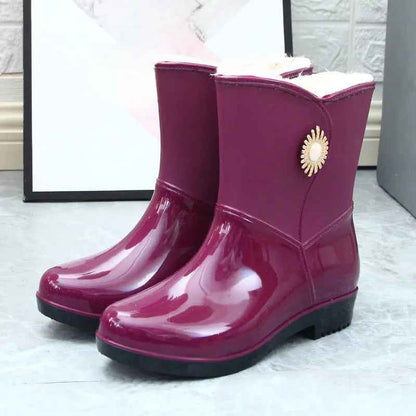 Mid-Tube Rain Boots | Waterproof PVC with Fleece Lining 7