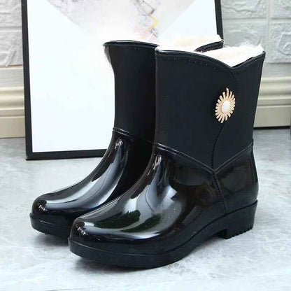 Mid-Tube Rain Boots | Waterproof PVC with Fleece Lining 8