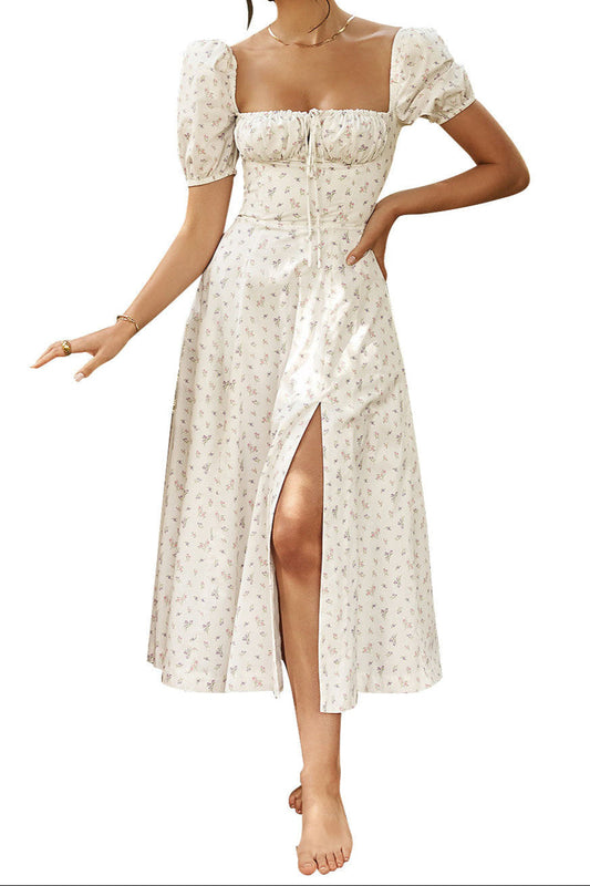Midi Dress | Elegant Square Neckline with Flattering Silhouette 0