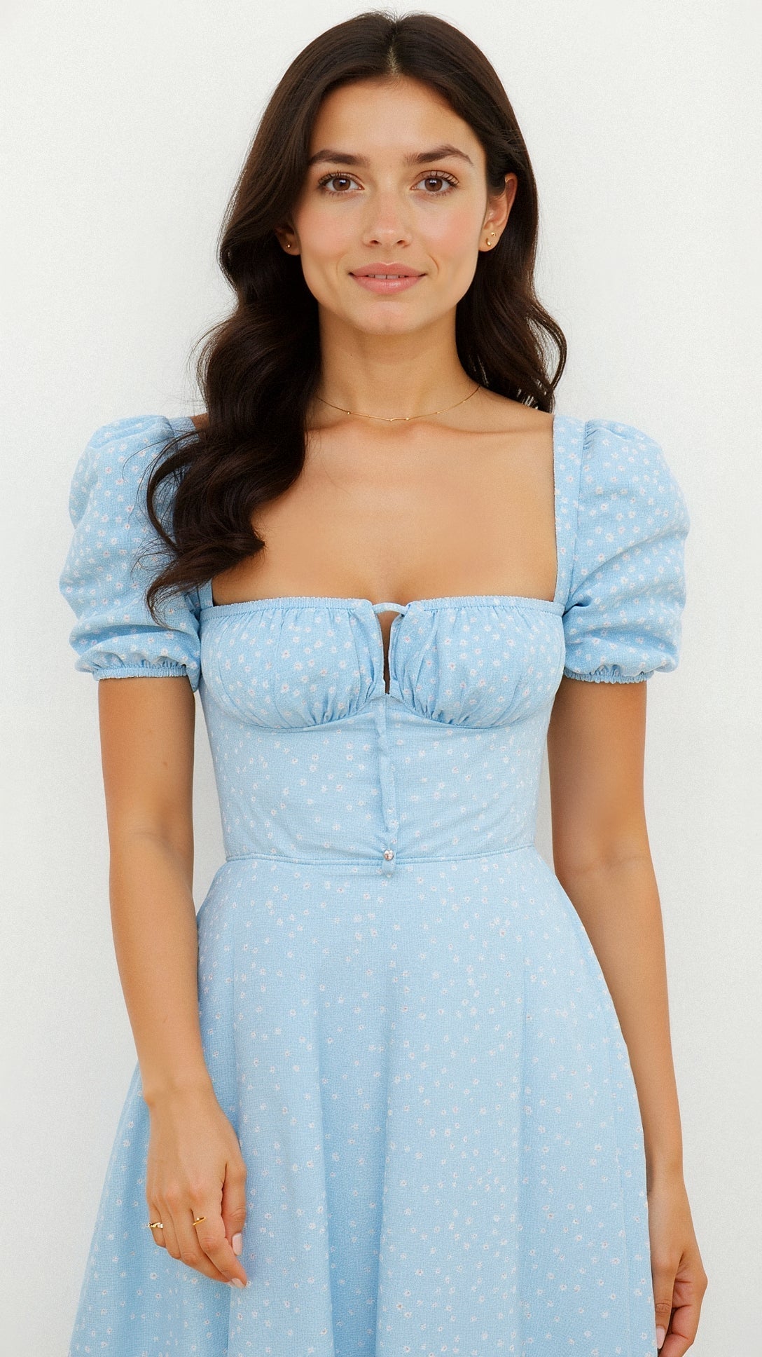 Midi Dress | Elegant Square Neckline with Flattering Silhouette 2