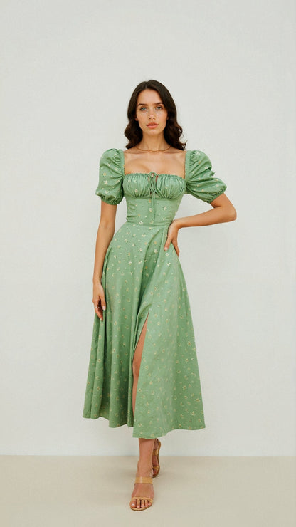 Midi Dress | Elegant Square Neckline with Flattering Silhouette 3
