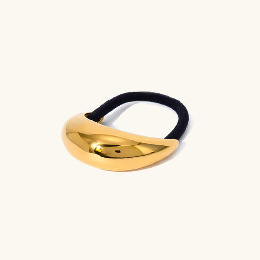 Mini Dome Pony Cuff | Gold Wedge Design Hair Accessory for Chic Hairstyles 0