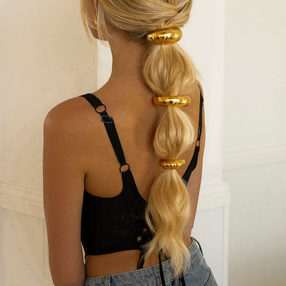 Mini Dome Pony Cuff | Gold Wedge Design Hair Accessory for Chic Hairstyles 2