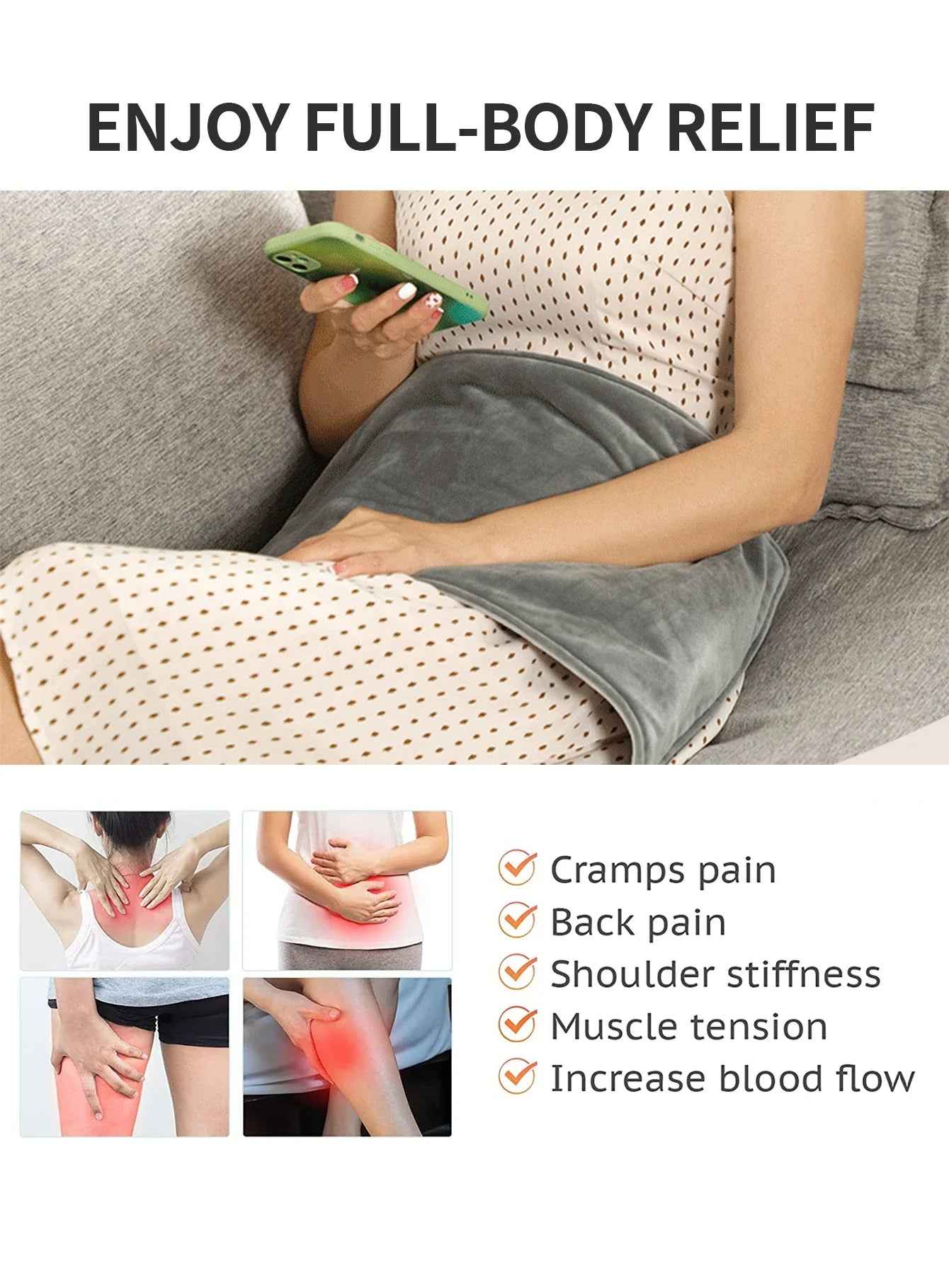 Mini Heated Blanket | Portable Electric Comfort for Travel Relief 3