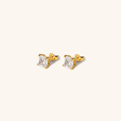 Minimalist Gold Earrings | Ethically Sourced 18k Gold with Diamond Simulant 0