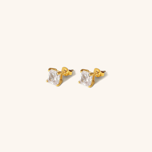 Minimalist Gold Earrings | Ethically Sourced 18k Gold with Diamond Simulant 0