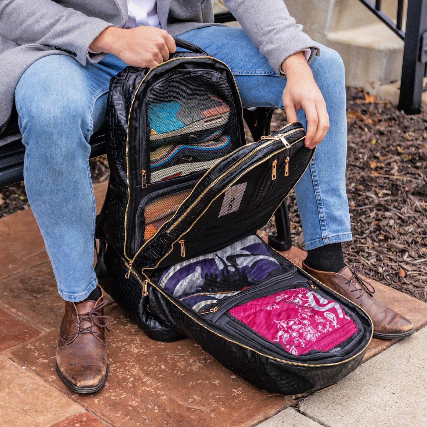 Zwarte monogram leren gepatenteerde handbagage rugzak (Slechts 150 gemaakt)