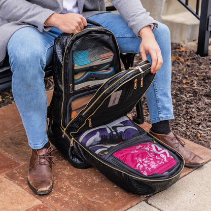 Zwarte monogram leren gepatenteerde handbagage rugzak (Slechts 150 gemaakt)