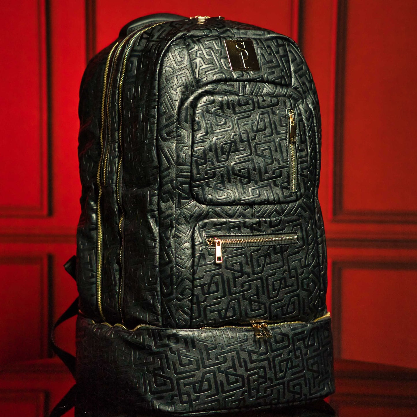 Zwarte monogram leren gepatenteerde handbagage rugzak (Slechts 150 gemaakt)