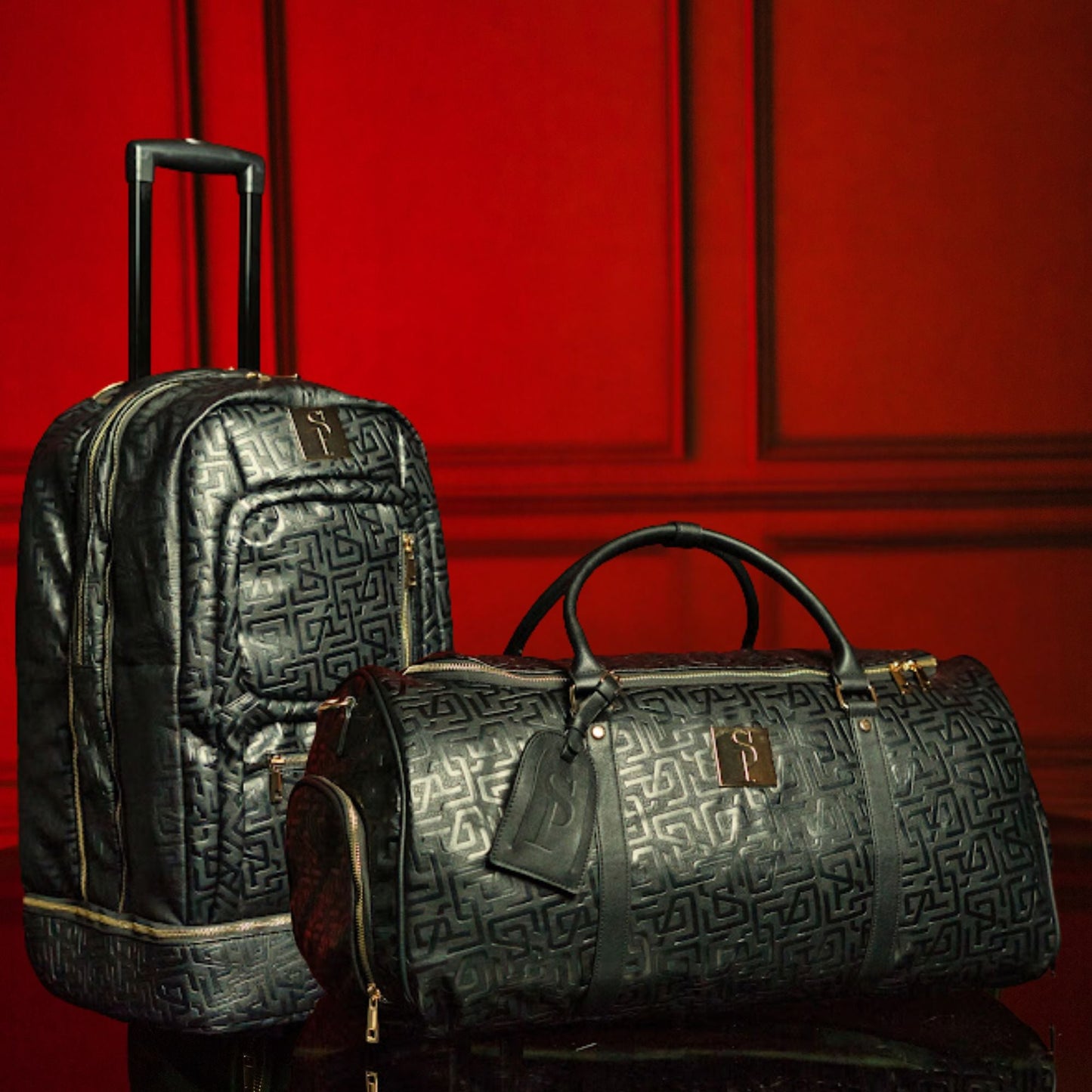 Set de sacs en cuir monogrammé Roller (Roller Signature et Duffle)