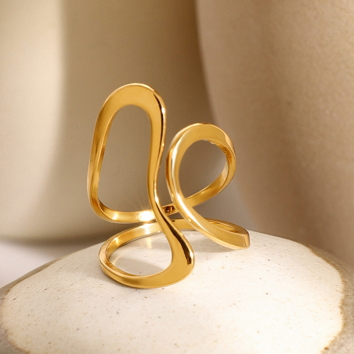 Mosaic Gold Ring | Adjustable 18k Gold-Plated Minimalist Design 3