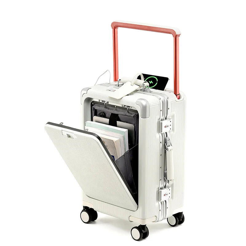 Multi-Function Carry-On Suitcase | Front Opening Design with TSA Lock and USB Charging 2