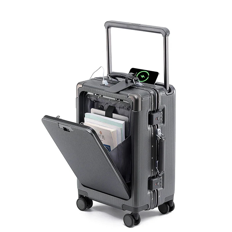 Multi-Function Carry-On Suitcase | Front Opening Design with TSA Lock and USB Charging 4
